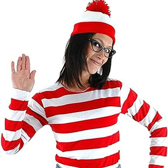 Adult Wenda Costume Where's Waldo Costume Set Red/White  🆕⌚🏃FAST⚡💨🚚 - Picture 1 of 15
